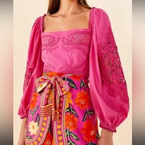 Farm Rio Long Sleeve Lace Blouse